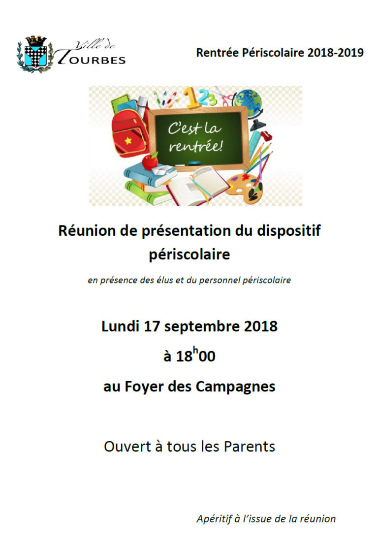 Réunion De Rentrée Du Service Périscolaire – TOURBES…